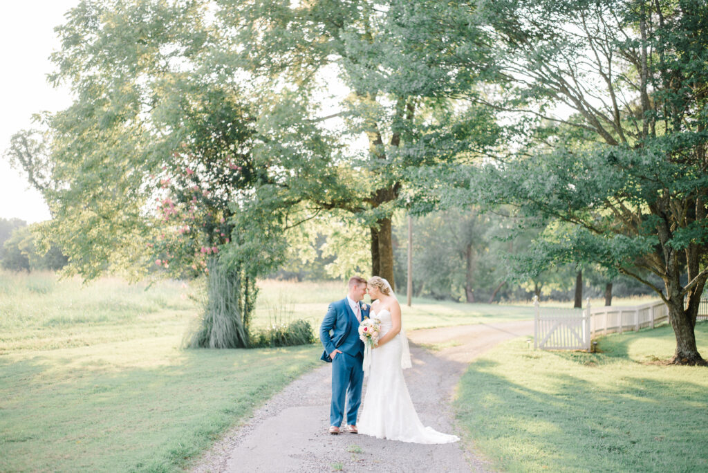 Bride and groom portraits at sunset in Chesapeake, Virginia