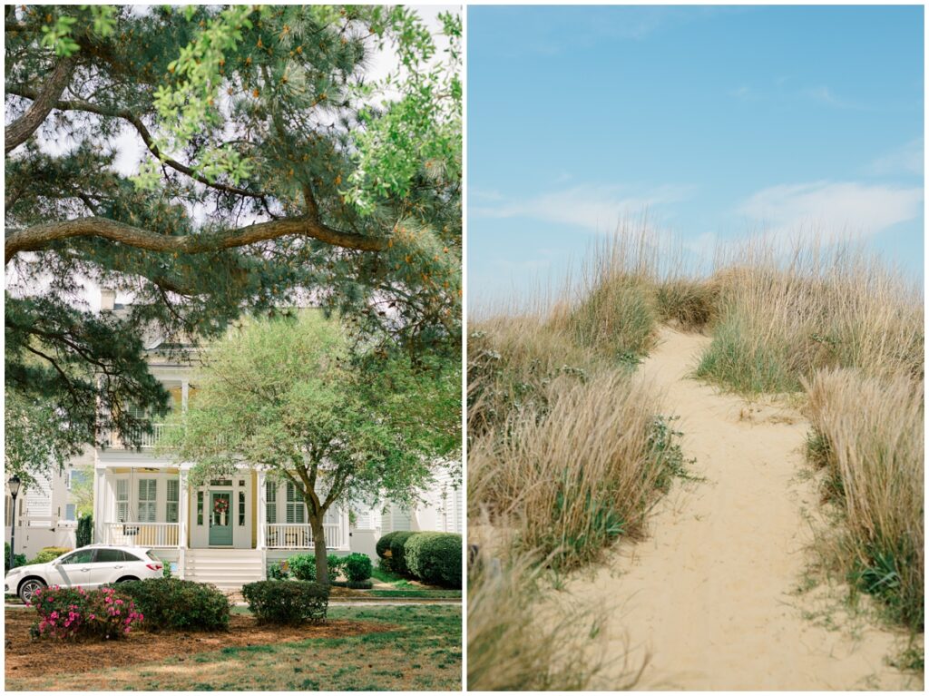 East Beach in Norfolk, VA with classic coastal homes and grassy sand dunes