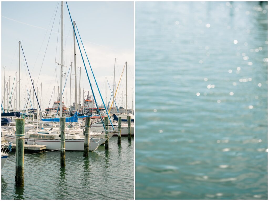 East Beach marina in Norfolk Virginia with boats and turquoise water