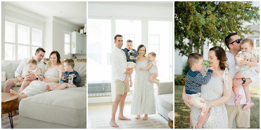 In home lifestyle family photos in Norfolk, VA featuring the East Beach neighborhood