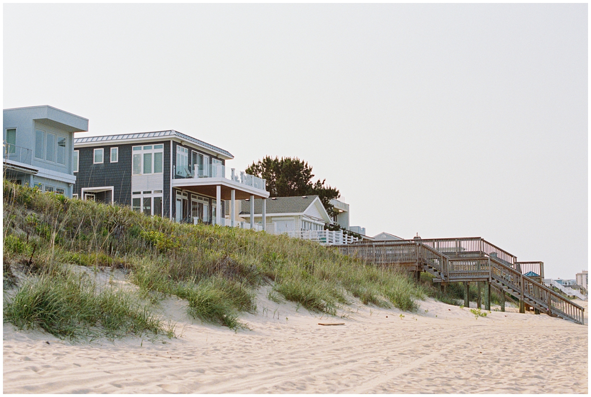 Elegant waterfront homes in Croatan Beach, Virginia at sunset